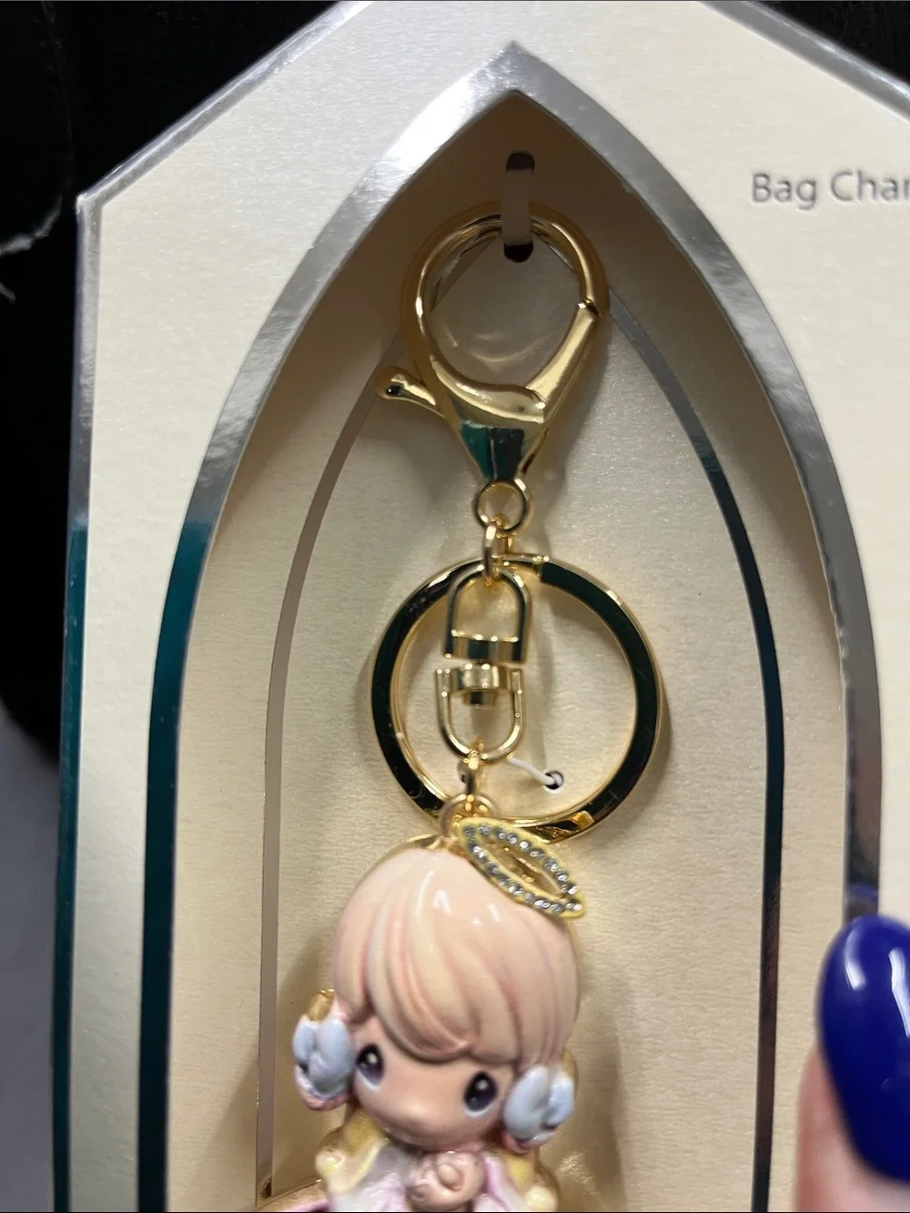 NIB Precious Moments Rainbow Rhinestone Bag Charm - Pink, Gold, Blue, Green